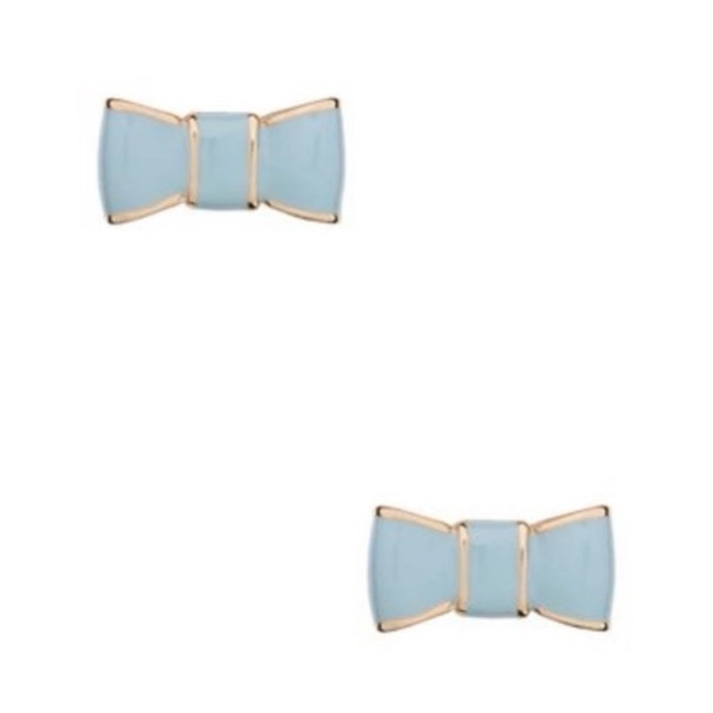 Kate Spade take a bow stud earrings in hydrangea blue / gold